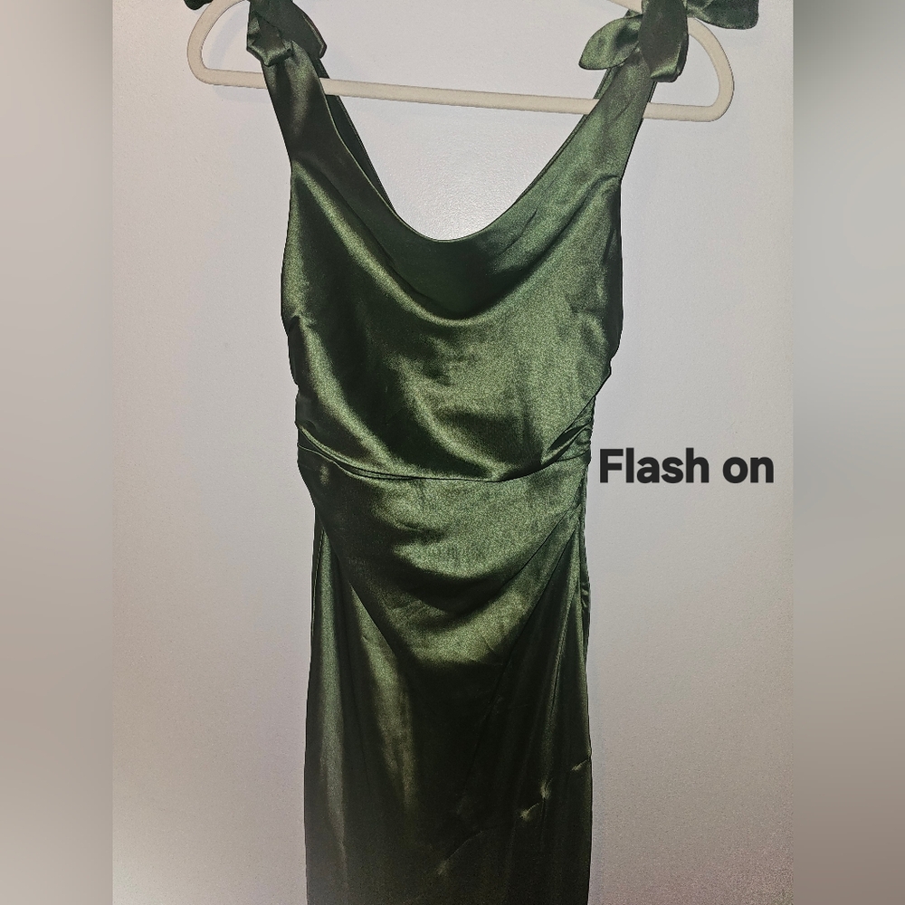 Petal & Pup Size Small Selma One Shoulder Satin Gown Olive Green READ INFO - Picture 10 of 12